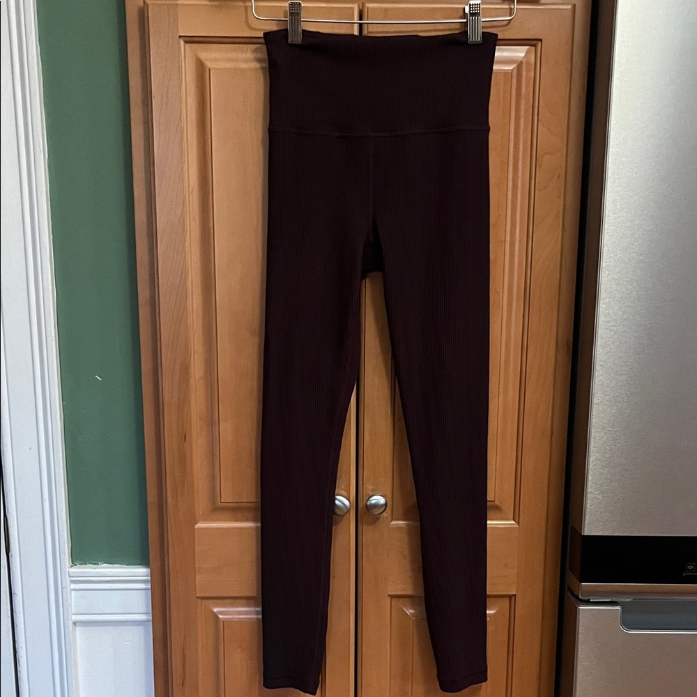 Athleta Burgundy Ribbed Leggings